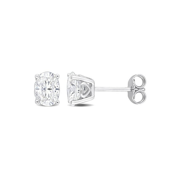 2.00 Carat (Ctw) Synthetic Moissanite Solitaire Stud Oval Earrings in Sterling Silver for Women