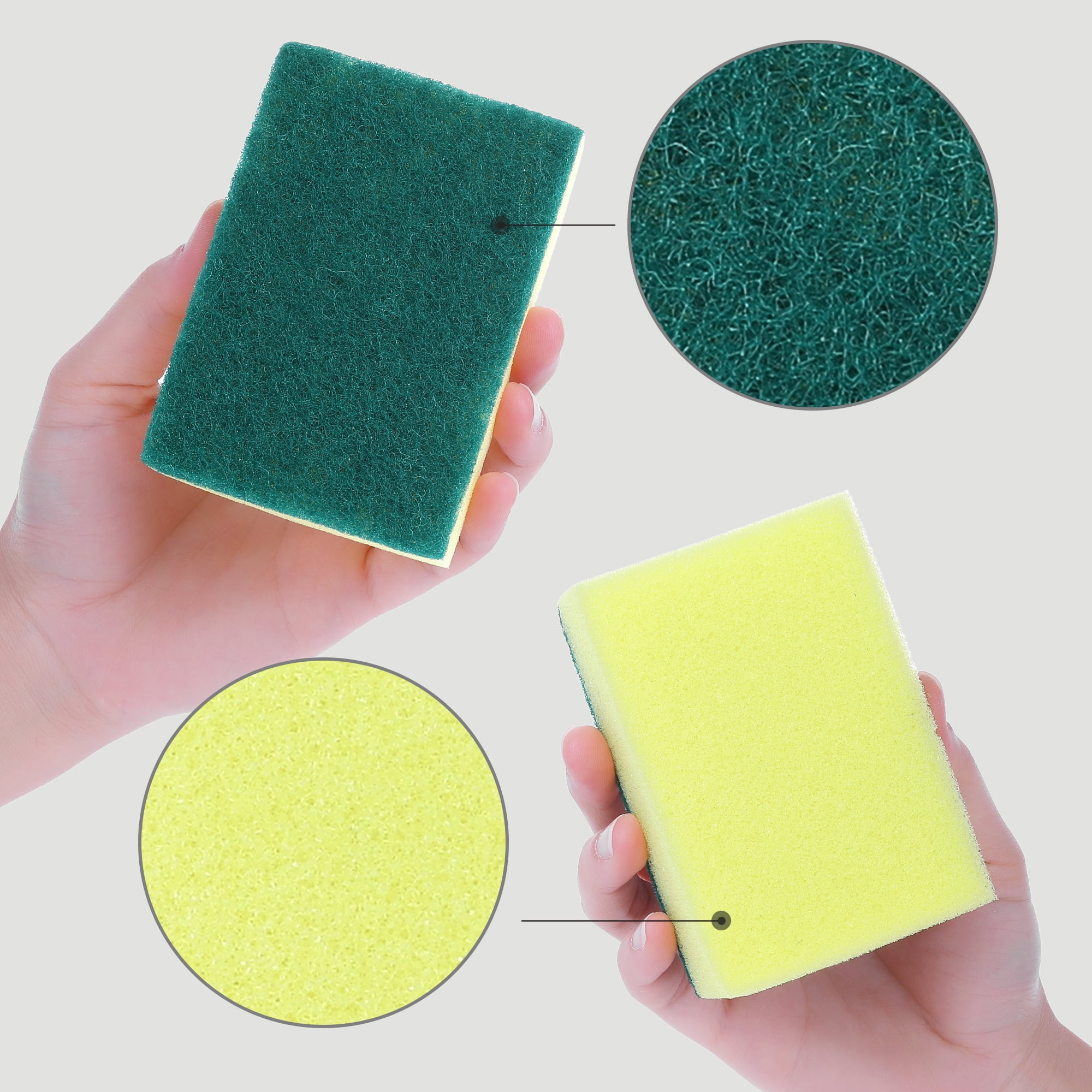 Unique Bargains Kitchen Cleaning Sponge Non-Scratch Scrub Sponges Green 3 Pcs