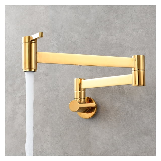 Brass Kitchen Faucet Wall Mount Pot Filler Faucet 360 Rotatable Folding Lengthened With Double Joint Swing Arms Cold Water Tap ,bar Laundry RV Farmhouse