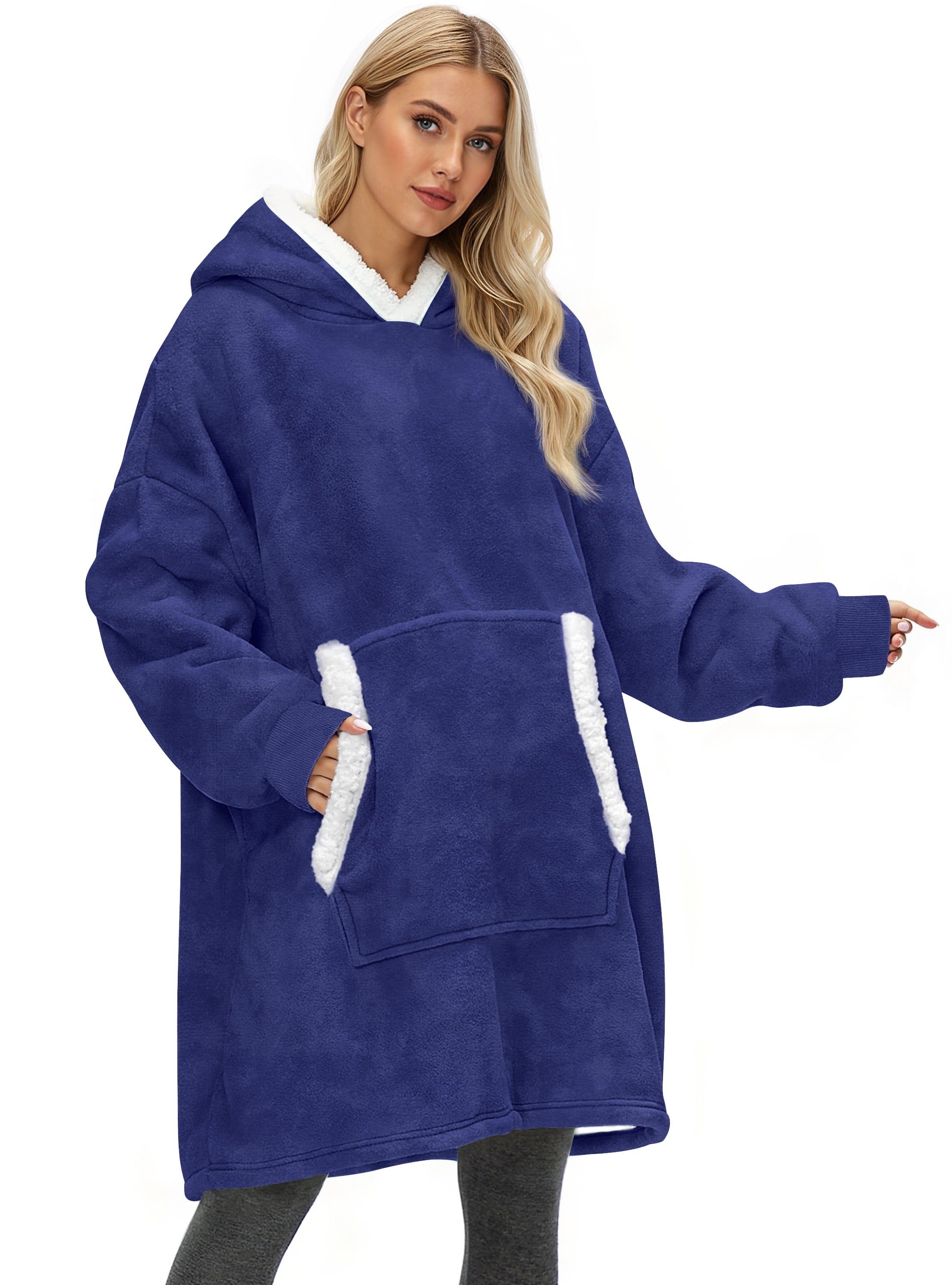 Fantaslook Wearable Blanket Hoodie for Women and Men, Oversized Sherpa Fleece Blanket Sweatshirt with Sleeves & Pocket