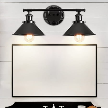 

GoYeel 2 Light Bathroom Vanity Light Fixtures Farmhouse Wall Sconce Matte Black Finish