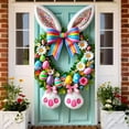 thumbnail image 4 of YWIYIUD 1PC Happy Easter Door Cover Easter Decorations, 71x35 Inch Easter Rabbit Eggs Door Banner Welcome Easter Banner Spring Theme Rabbit Door for Front Door Wall Indoor Outdoor Home Decor, 4 of 7