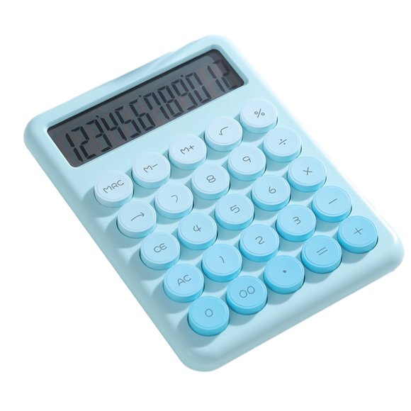 TFixol DX-817 Calculatrice de Bureau Silencieuse 12 Chiffres LCD Dégradé Bleu avec Écran Incliné, Matériau ABS Écologique, Alimentée par Piles AAA (Pile Non Incluse)