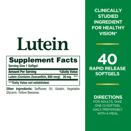 Nature's Bounty Lutein Softgels, 20 Mg, 40 Ct