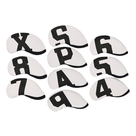 10 Pieces Golf Club Headcover Sealing 4-9,P,S,A,x Protective Wear-Resistant Dirt-Resistant Cover for Traveling Outdoor Equipments White