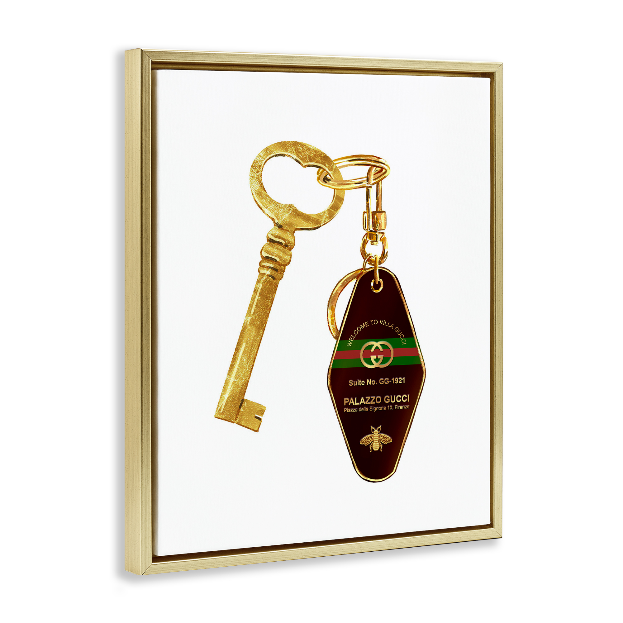 Luxury Hotel Key Gold Framed Floater Canvas Wall Art, design by Ziwei Li