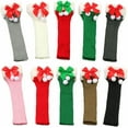 thumbnail image 4 of Leg Warmers for Women Winter Christmas Leg Warmer Knitted Leg Sleeves with Fuzzy Fur Cuffs & Bowknot Plush Ball, 4 of 5
