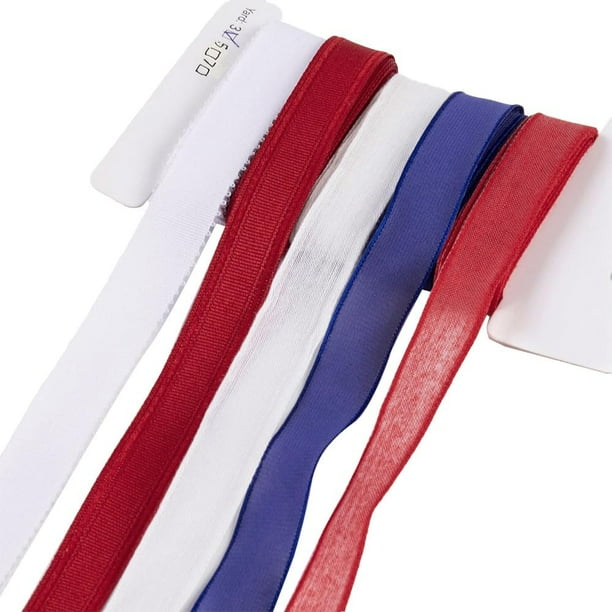 Cinta de tela de 5 colores, roja, blanca y azul, para el 4 de julio, bandera patriótica estadounidense, Día de la Independencia y Conmemoración del Día de los Caídos, a granel