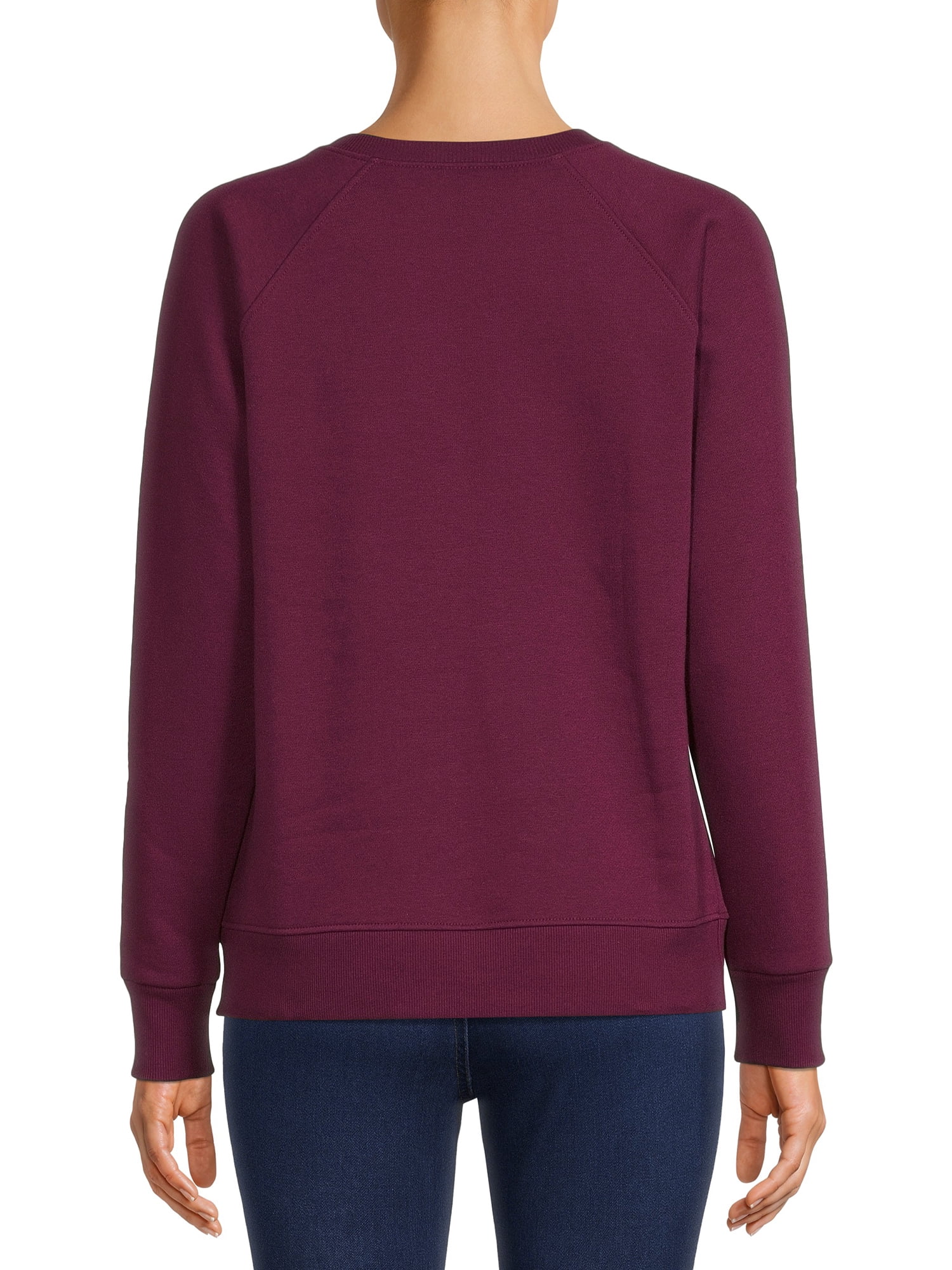 Time & Tru Women's Raglan Fleece Crewneck Sweatshirt