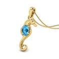 thumbnail image 2 of 7X5mm Oval Swiss Blue Topaz 925 Silver Gold Vermeil Seahorse Fish Women Valentines Day Gifts Necklace, 2 of 4
