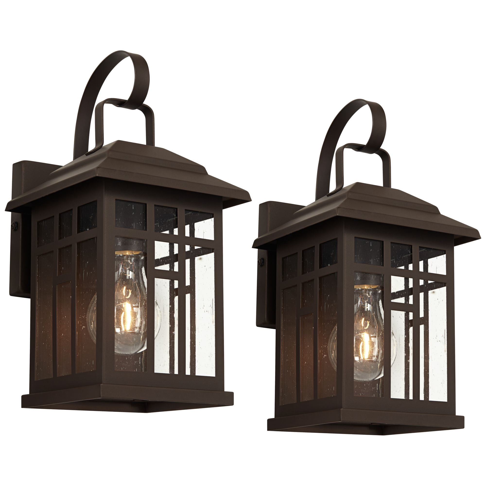 John Timberland Outdoor Wall Lights Set of 2 Fixture Carriage Style Bronze 12 1/2" Clear Glass Lantern Exterior House Porch Patio