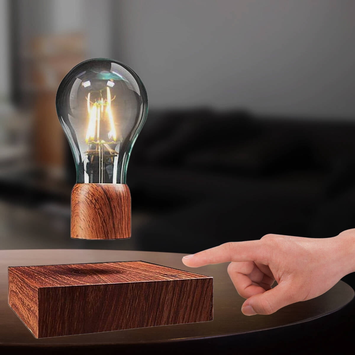 VGAzer Levitating Table Lamp with Wireless Floating Light Bulb, Magnetic Levitation LED Night Light ,360 Degree Automatic Rotating , Cool Room Home Office Desk Decor