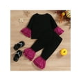 thumbnail image 5 of Bagilaanoe 2Pcs Toddler Baby Girl Halloween Outfits Letter Bat Spider/Ghost Print Long Sleeve T-shirt Tops + Flare Trousers 6M 12M 2T 3T 4T 5T Kids Long Pants Set, 5 of 9