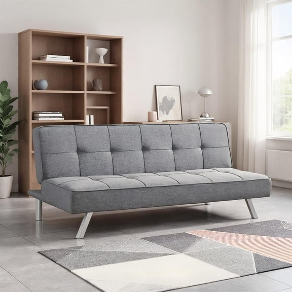 Topcobe 3-Seat Convertible Sofa Bed with High-Density Sponge for Living Room, Sofa Bed Sleeper for Adults, Couches for Living Room, Classic Design, Gray