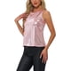thumbnail image 4 of Camiseta sin mangas metálica Inspire Chic para mujer, blusa brillante para fiesta, color rosa claro, 4 of 6