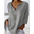 thumbnail image 1 of Chemise à Col Cranté Couleur Unie Chemise Décontractée à Boutons, 1 of 5