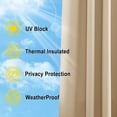 thumbnail image 5 of NICETOWN 2 Panels Rod-Free Outdoor Curtain for Patio Waterproof, Sticky Top & Backtab Bottom with Free Rope Windproof Privacy for Gazebo/Porch, Biscotti Beige, W52 x L84, 5 of 11