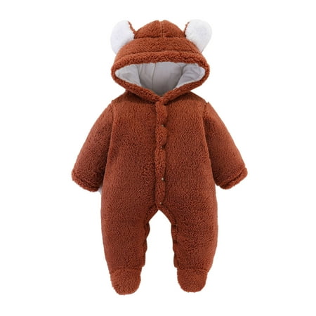 

XFHLMJFF Onesies 0-3 Months Unisex Bear Ears Jumpsuit Hooded Baby Boys Girls Long Sleeve Winter Patchwork Cute Bodysuit Coat