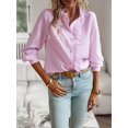 thumbnail image 5 of Biezeib Women's Spring Autumn Casual Shirt Long Sleeve Solid Color Ruffle Collar Button Up T-shirt, 5 of 6
