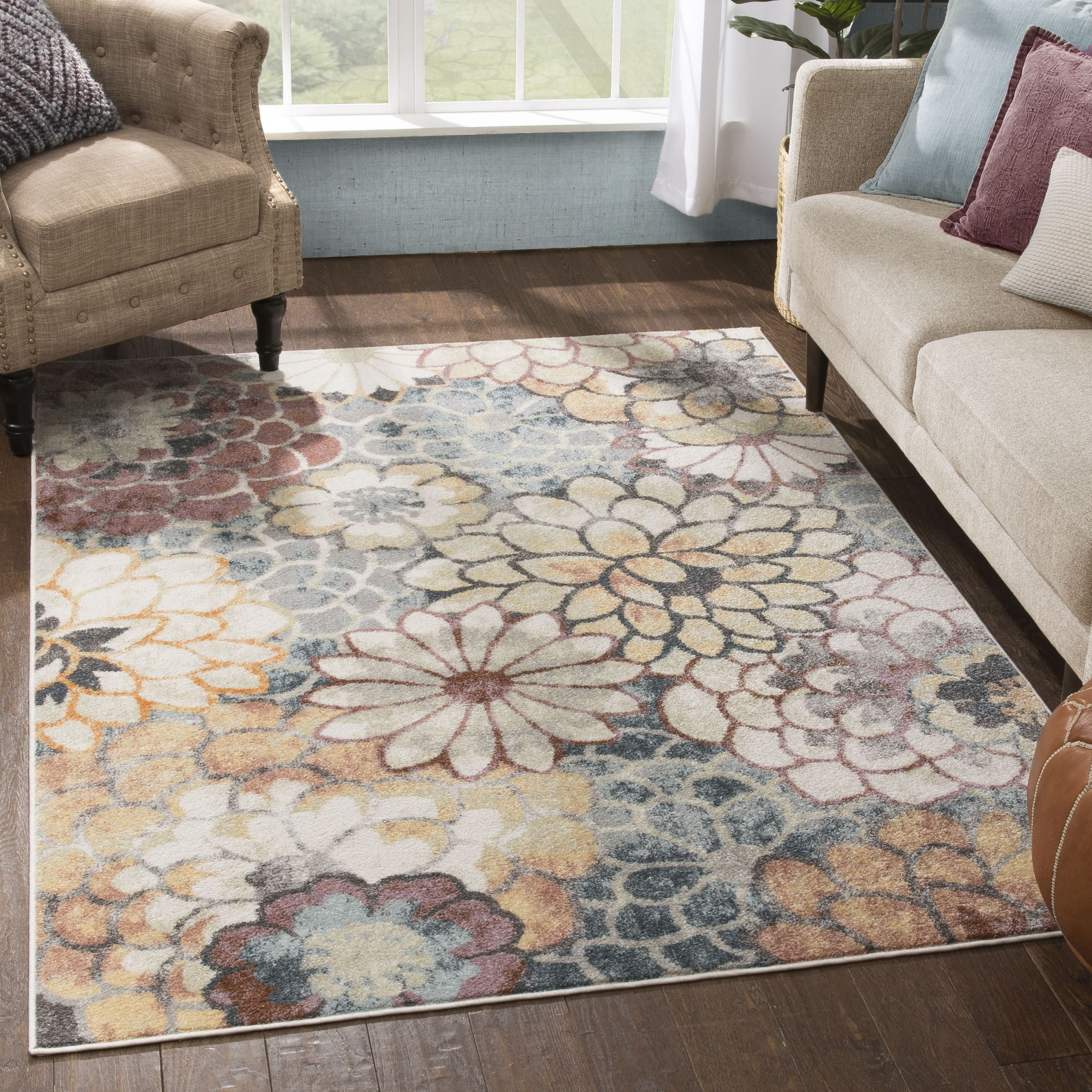 Well Woven Rodeo Lissa Blue Bohemian Eclectic Floral Botanical 7'10" x