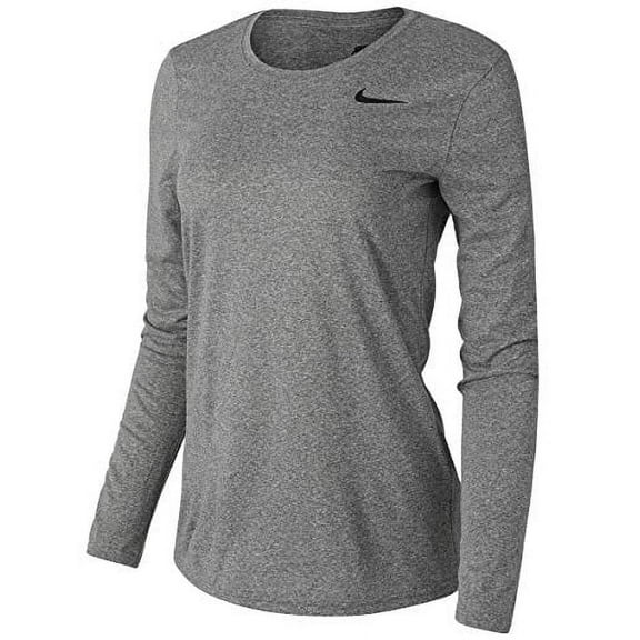 Nike Women's Legend Long Sleeve Top - Carbon Heather/Carbon Heather/Black - XS