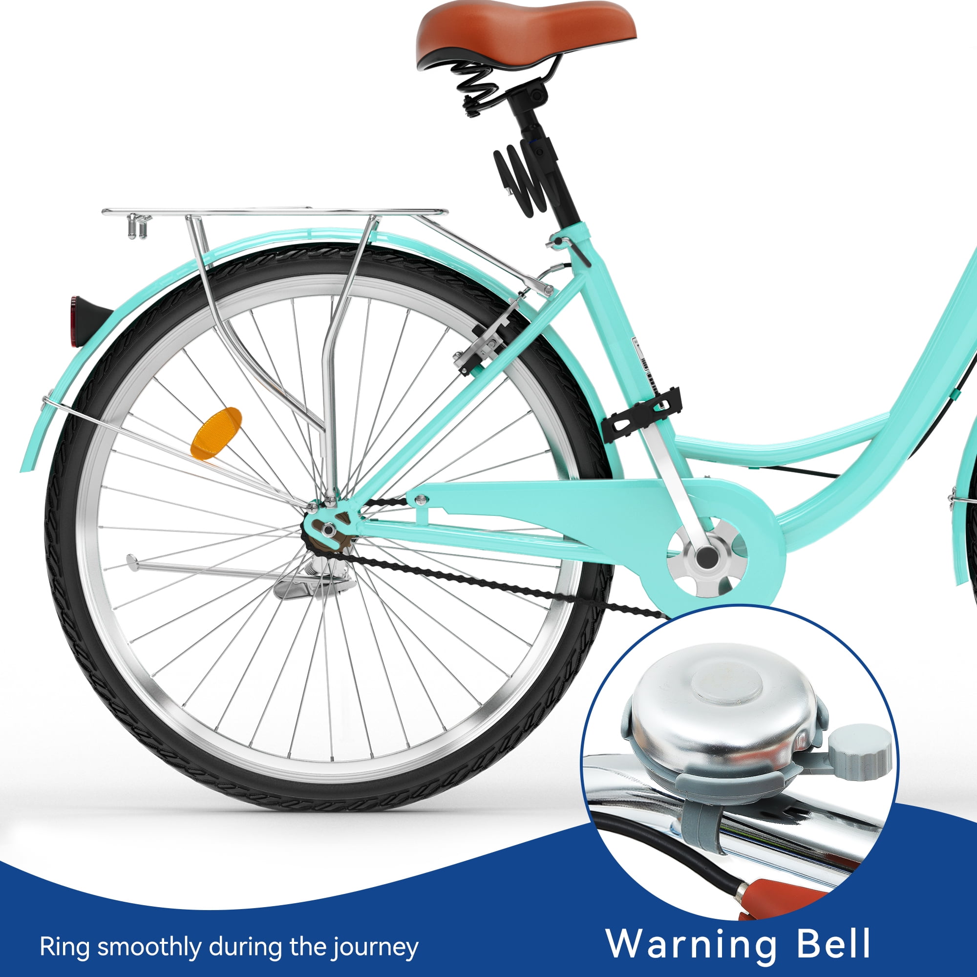 Uforic 24" Beach Cruiser Bike – Single-Speed Adult's Bicycle, Adjustable Seat in Mint Green