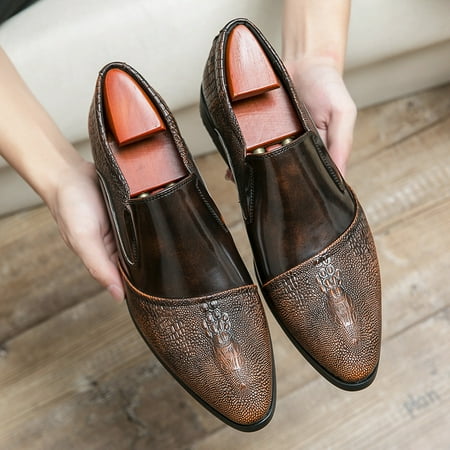 

Men‘s Crocodile Print Loafer Shoes Fashion Pointed Toe Formal Shoes Dress Shoes Casual Slip On Shoes For Wedding Party