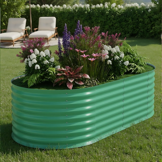 Jardin Surélevé – Bac de Plantation en Acier Galvanisé Résistant aux Intempéries – Durable, Résistant à la Rouille – Installation Sans Outils – pour Légumes, Fleurs et Fines Herbes - Vert, 180x90x60 cm