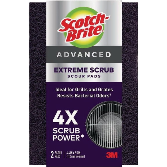 Scotch-Brite Advanced Extreme Scrub, Ideal for Grills and Grates, 12 Scour Pads