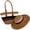 Khaki, variant on Women's Straw Totes and Hat Set, Striped Large Capacity Shoulder Bag, Summer Shade Beach Sun Hat Bucket Cap Tote Bags Set for Travel and Shopping