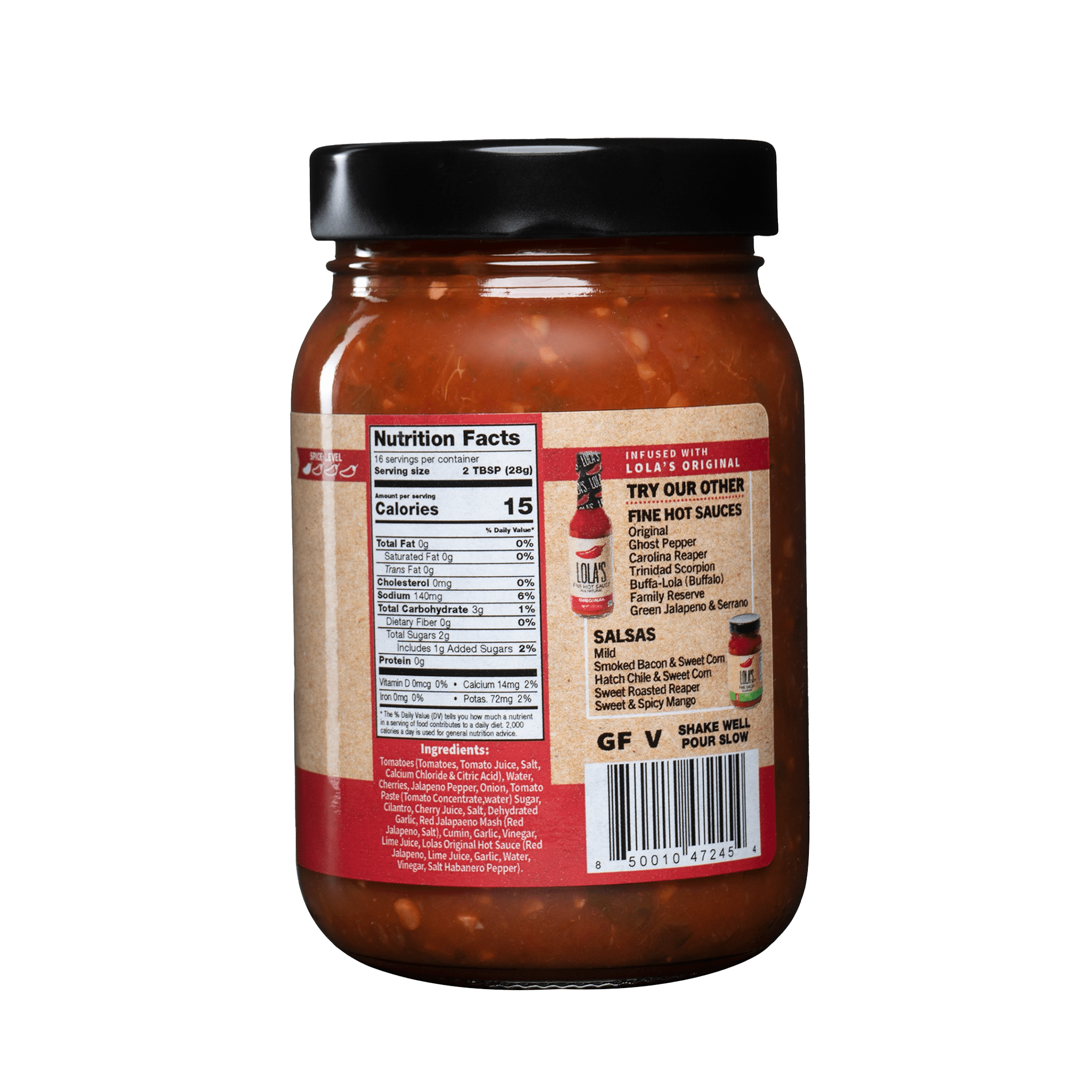 (3 pack) Lola's Fine Hot Sauce - Cherry Jalapeno Salsa | All-Natural, Gluten Free, Non-GMO, Plant-Based, Keto, Low Sodium | Created with the freshest Cherries and Jalapenos