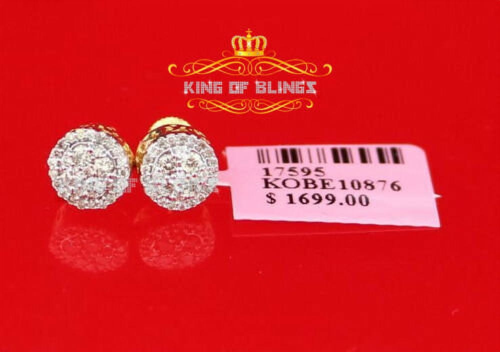 King of Bling's 10K Real Yellow Gold Real Diamond 0.50CT Men's/Women's Stud Round Earrings