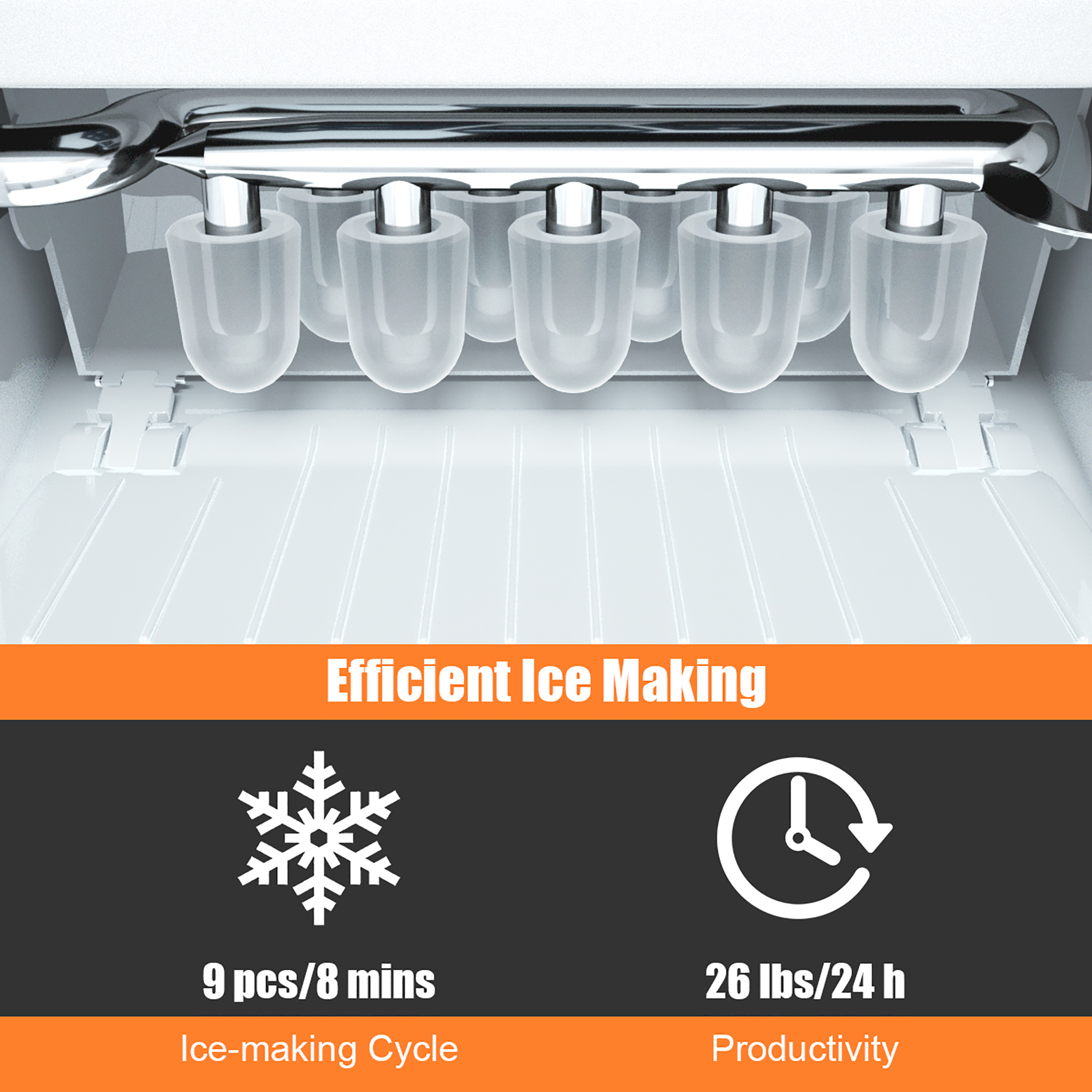 Costway Portable Ice Maker Machine Countertop 26Lbs/24H Self-cleaning w/ Scoop Black - image 7 of 10