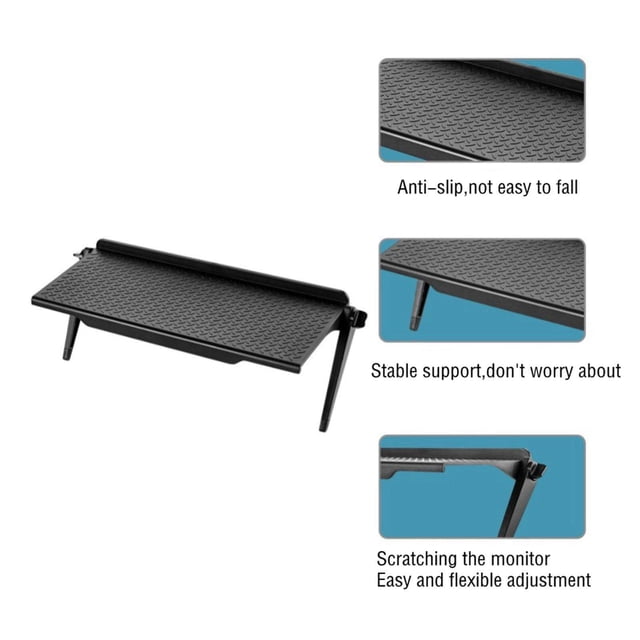 Plastic TV Top Shelf Screen computer monitor Storage Bracket Rack L 11.81x4.45 inch Black