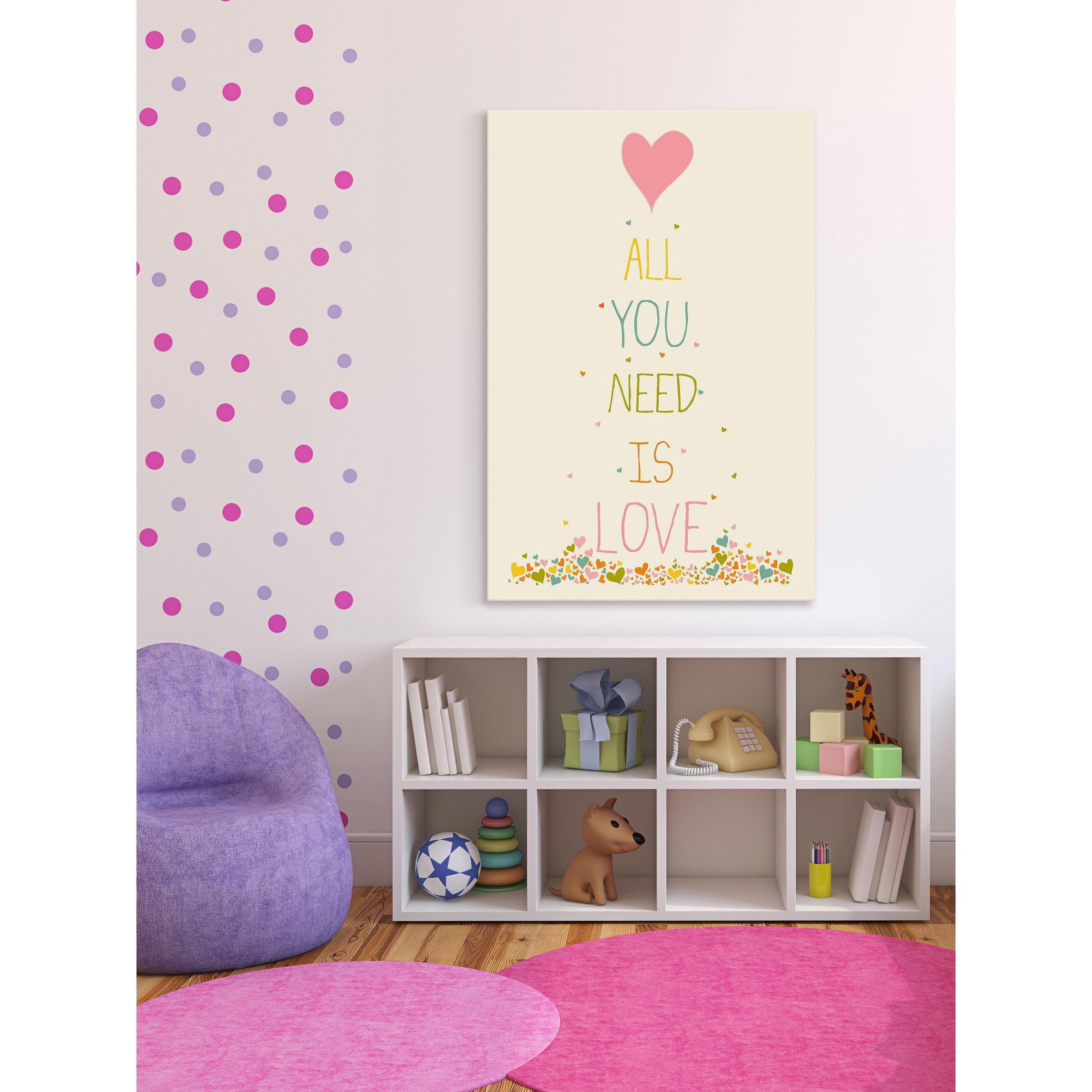 Marmont Hill "All You Need Heart" by Karen Zukowski Painting Print on Wrapped Canvas