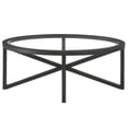 thumbnail image 4 of Oval Tempered Glass Coffee Table, Sofa Side Table with Solid Wood Frame and Glass Top, Modern Center Table for Living Room Home Office, Black, 4 of 9