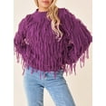 thumbnail image 2 of FAROOT Chandail en Tricot pour Femmes Manches Longues Col Rond à Pompons chandail-Over Uni Mode Urbaine, 2 of 9