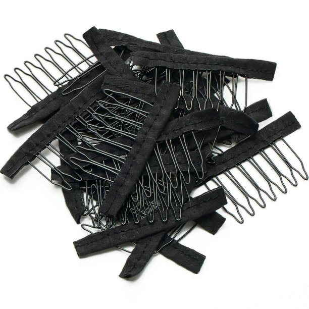 120 Pieces Wig Combs 7HTOOQ teeth Wig Clips Steel Teeth with Cloth Wig Combs Hair Extensions for Wig Caps DIY Wig Accessories Tools