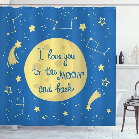 Ambesonne I Love You Shower Curtain, Comet Astronomy Star, 69"Wx70"L, Yellow Violet Blue