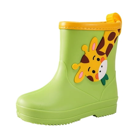 

Huesdet Toddler Kids Reflective Stripes Rain Boots Waterproof Rubber Boots in Fun Patterns for Boys and Girls(Green 11-11.5 Years)