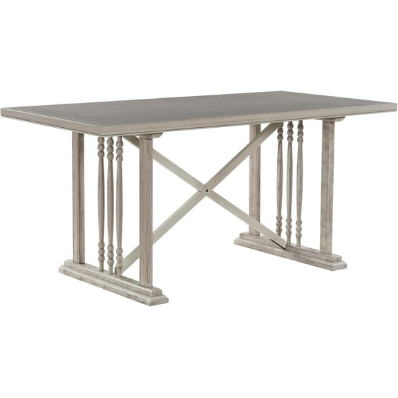 ANHDAH 63 Inch Solid Wood Dining Table, Farmhouse Kitchen Table for 4-6, Rectangular with Wood Legs for Breakfast Nook