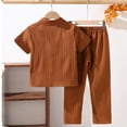 thumbnail image 6 of BFHHYA Boys 2 Piece Summer Outfits Short Sleeve Collar Button Down Shirt Straight Leg Pants Sets Casual Clothing Sets 1-8 Years, 6 of 8
