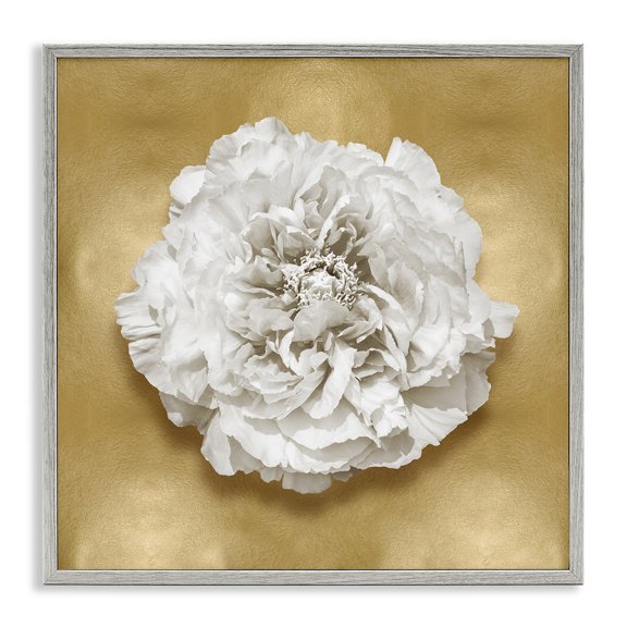 Stupell Industries Art Deco Glam White Carnation Gray Framed Giclee Art, 17 x 17, by Caroline Kelly