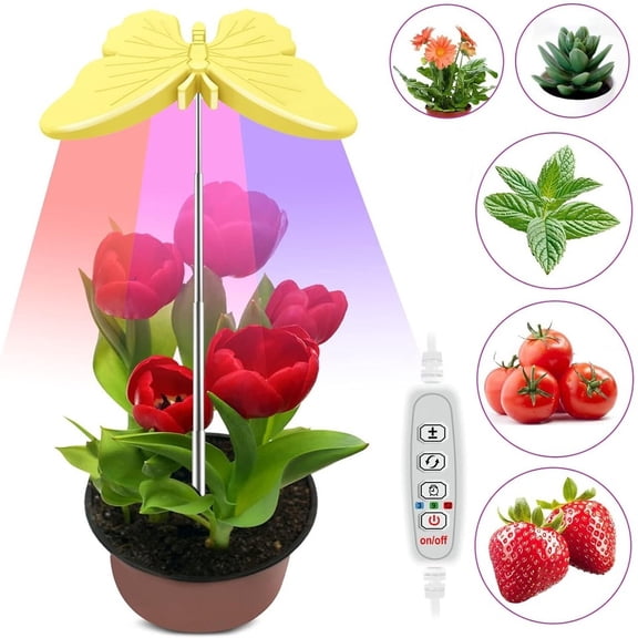 LED Grow Light Butterfly Plant Growing Lamp Full Spectrum 3 Modes for Indoor Plants Timing