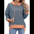 thumbnail image 2 of Sudadera de Rayas de Gran Tamaño para Mujer, Sudadera con Capucha de Bloques de Color, Jersey de Larga, Ropa Y2K Gris Azulado XXL, 2 of 10