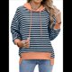thumbnail image 2 of Sudadera de Rayas de Gran Tamaño para Mujer, Sudadera con Capucha de Bloques de Color, Jersey de Larga, Ropa Y2K Gris Azulado XL, 2 of 10