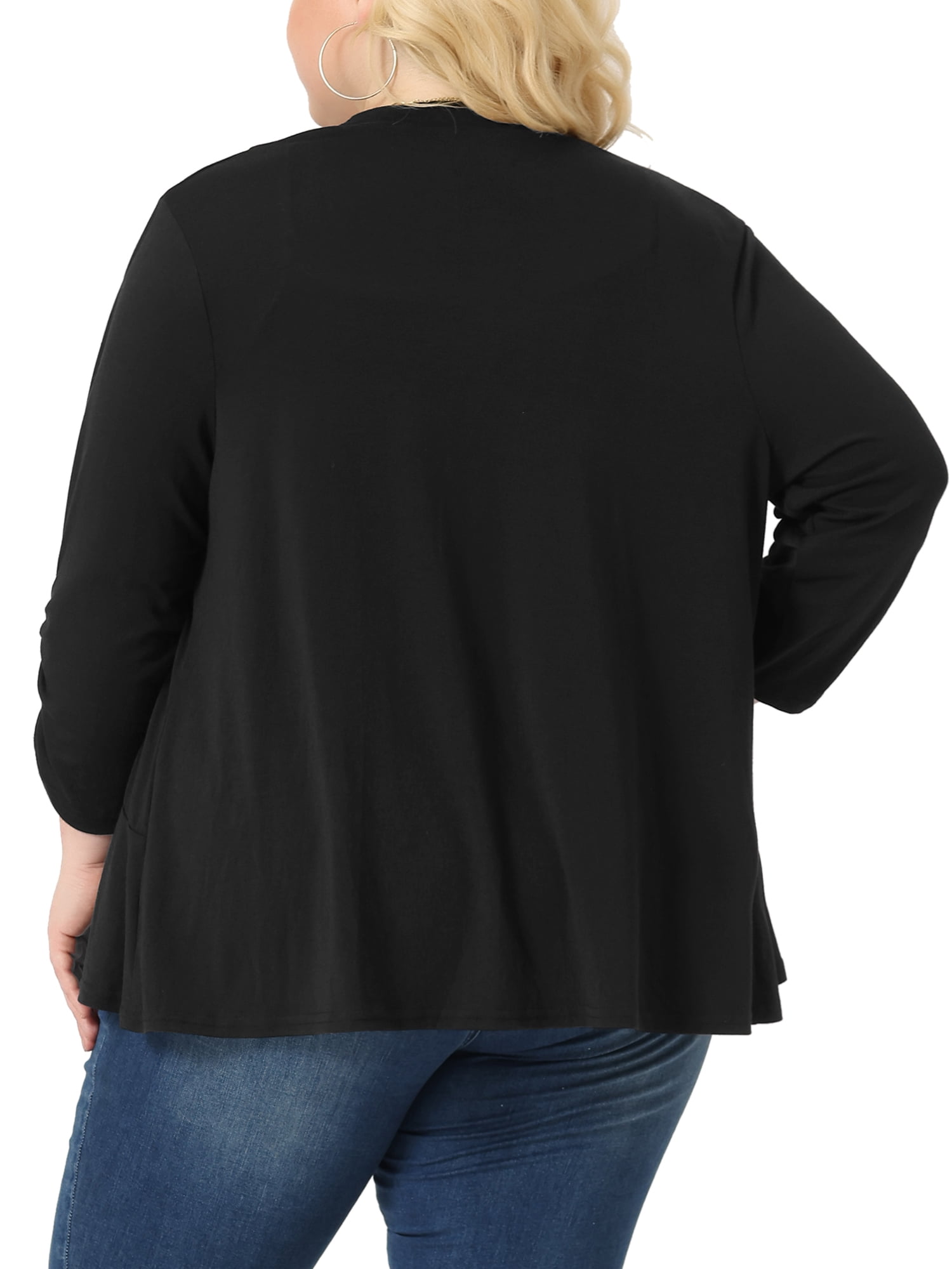 DARING DIVA Women's Plus Soft 3/4 Sleeve Cropped Shrug Bolero Cardigan 1X Black