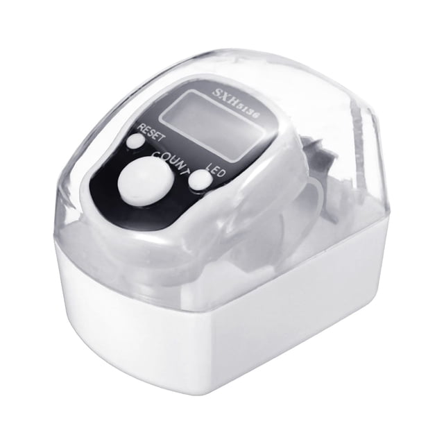 Unique Bargains 0-99999 5 Digital LED Display Finger Tally Counter with Case, White