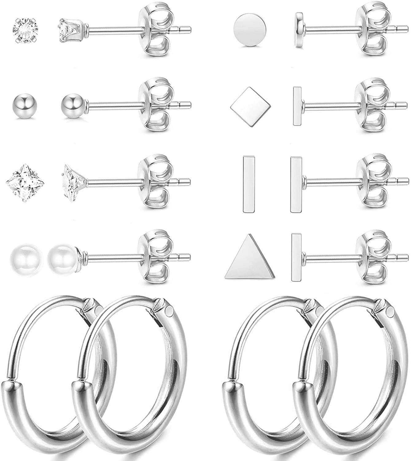 10 Pairs Stainless Steel Tiny Stud Earrings for  Walmart Canada