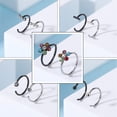 thumbnail image 3 of 20G Black Flower Crysal Nose Ring Piercing Ball Star Heart Nostril Cartilage Helix Piercing Set, 3 of 5